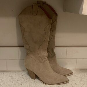 Tan Suede Western Boots
